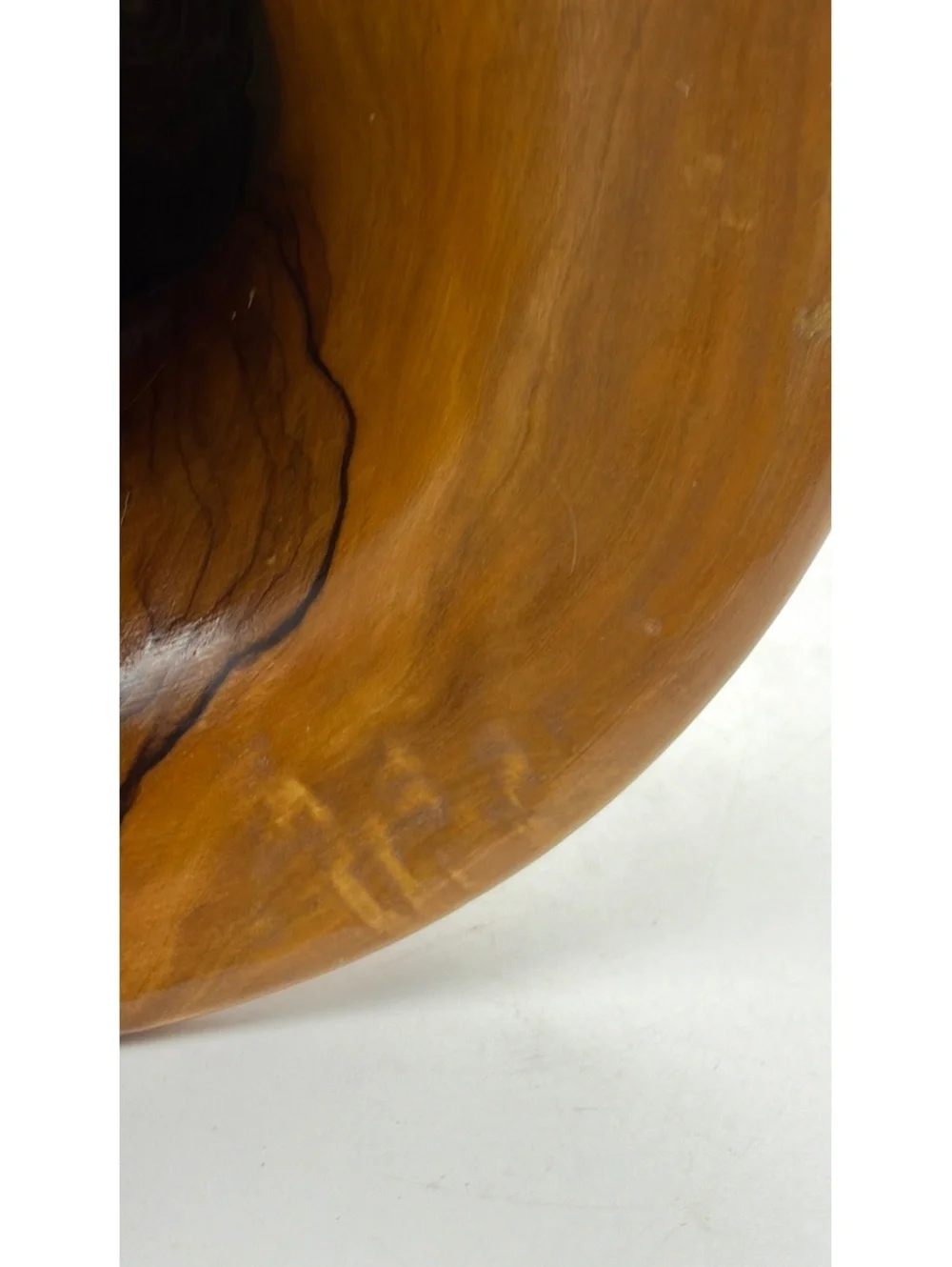 Vintage turned olive wood vase. Rustic and hand crafted.